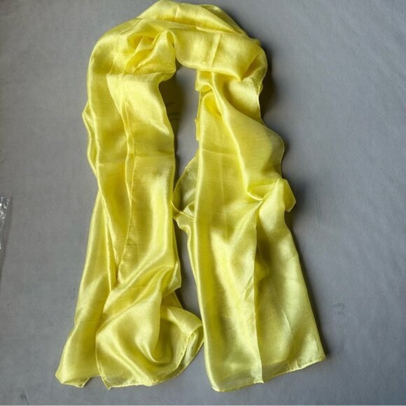 100% Silk Scarf ~ Yellow ~ Brand New - Picture 6 of 6